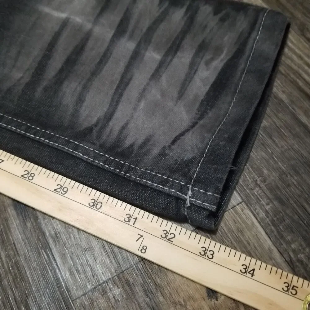 Black Lacquer Men's Jeans Black Size 38x33‎ Denim Button Zip Y2K Hip Hop Urban